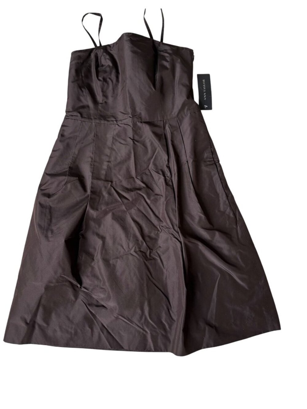 Ann Taylor Removable Strap Brown Satin Dress NWT Cocktail Party Dress Size 6